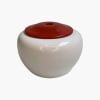 Candy bowl white with red lid